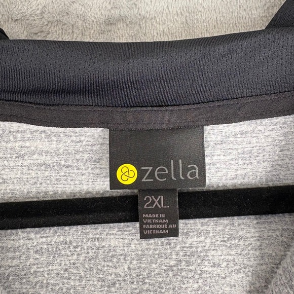 Zella Men Heathered Track Jacket Gray Blue Full Zip Hooded 2XL Polyester Spandex - Picture 8 of 14